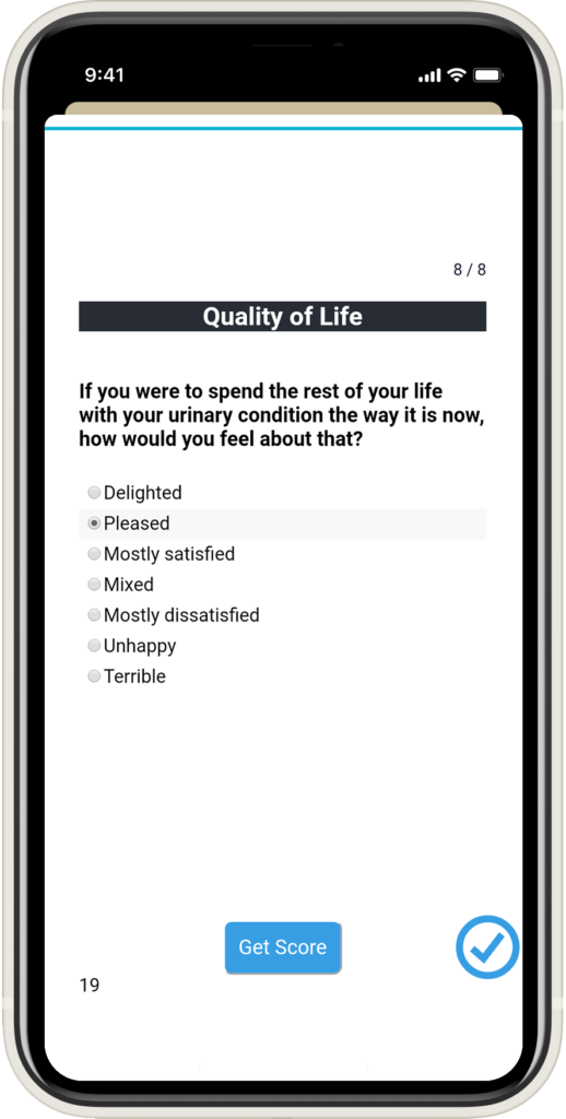 IPSS app quality of life questionnaire on Android